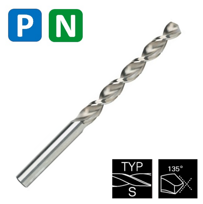 HSSCo Drill , Tip of 135º, Helix Type S, Short series, Split Point, DIN 338S (2.0mm - 13.0mm)