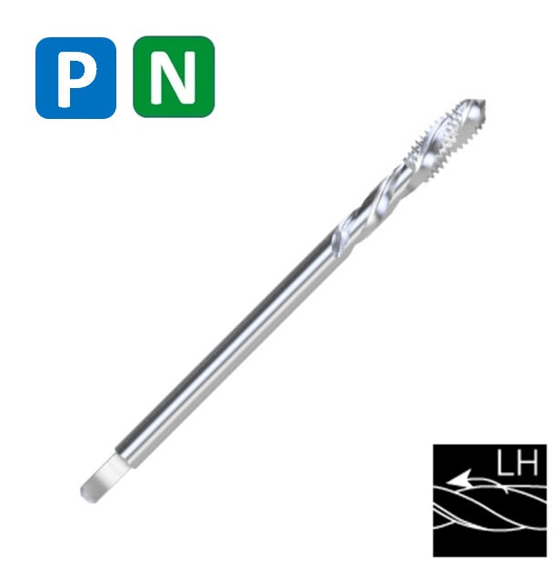 HSSE Cobalt Threading Tap, Left Hand, Tolerance 6H, Thin shank, DIN376/374C (M12 - M24)