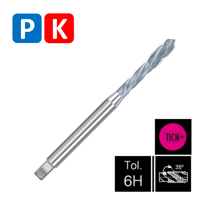 HSSE-PM Powder Metal Steel Threading Tap, TiCN coating, Tolerance 6H, Reinforced shank, DIN371C (M3 - M10)