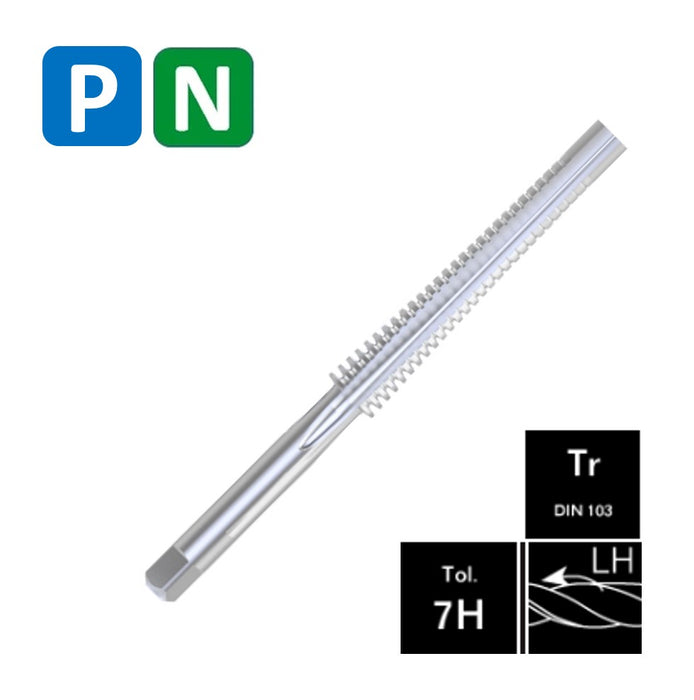 HSSE Cobalt Threading Tap, Nuts Tr, HSSE, 7H, Left Hand ( Tr 10x2 - Tr 32x6 )