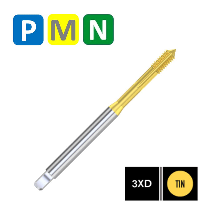 HSSE PM Powder Metal Steel Threading Tap, Reinforced shank, DIN 371-C, 6HX ( M3x0.50 - M10x1.50 )