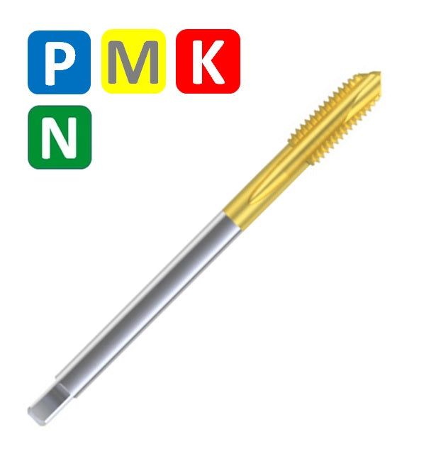 HSSE Cobalt Threading Tap, Titanium treatment TIN, Tolerance 2B, Thin shank, DIN 376-B (UNC7/16 - UNC 1" )