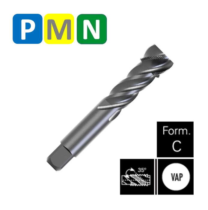 HSSE Cobalt, Threading Tap, Tolerance 2B, Thin shank, DIN 5156-C ( BSP 1/2-14 - BSP 1-11 )