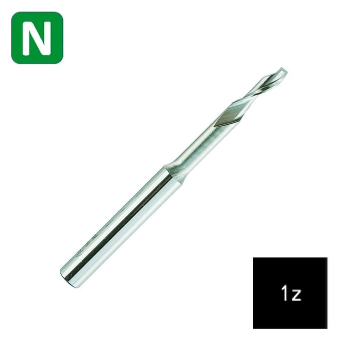 HSSE Cobalt 1 Flute End Mill, Helix at 45º, Long Series, W (4mm - 8mm)