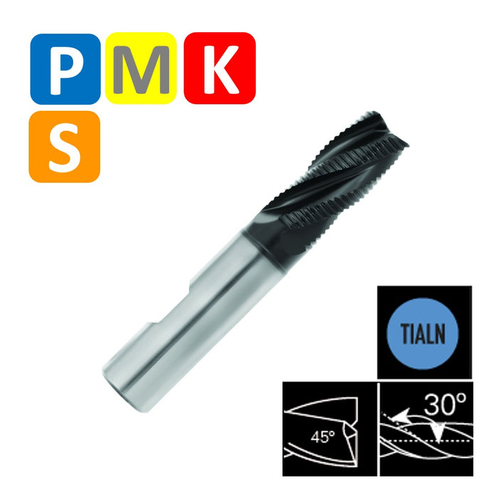 HSSE-PM 4 Flute End Mill, Fine roughing operations, Short series, DIN 844-NRF (6mm - 20mm)