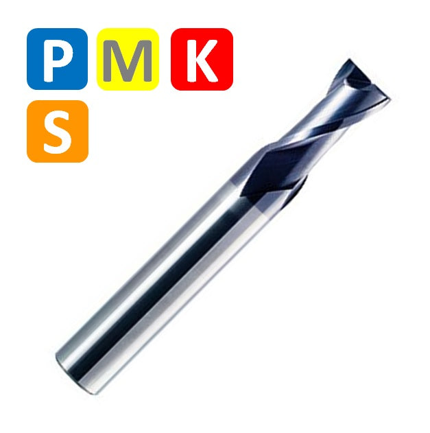 Solid Carbide 2 Flute End Mill, Long Series, Helix at 30º, TIALN coating (3mm - 20mm)