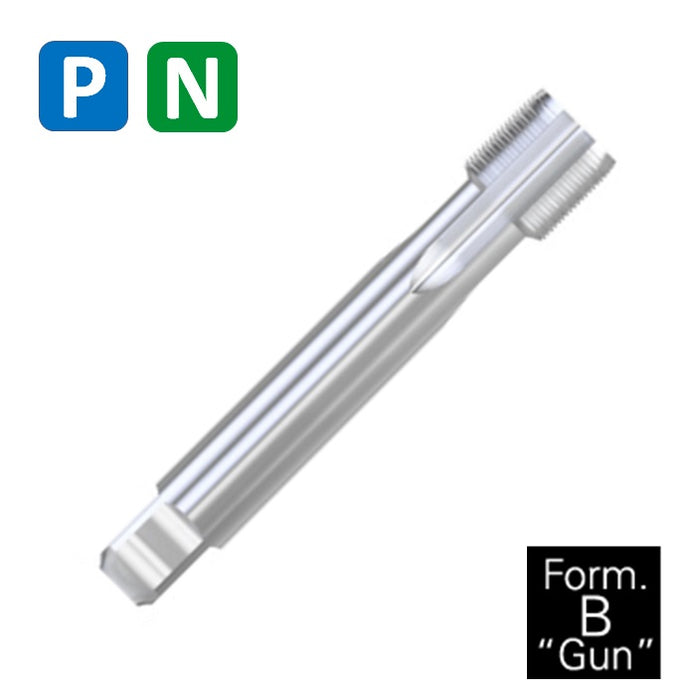 BSP G, HSSE Cobalt Threading Tap, Blind and through holes, Thin shank, DIN5156B Form B GUN (1/8" - 1 1/2")