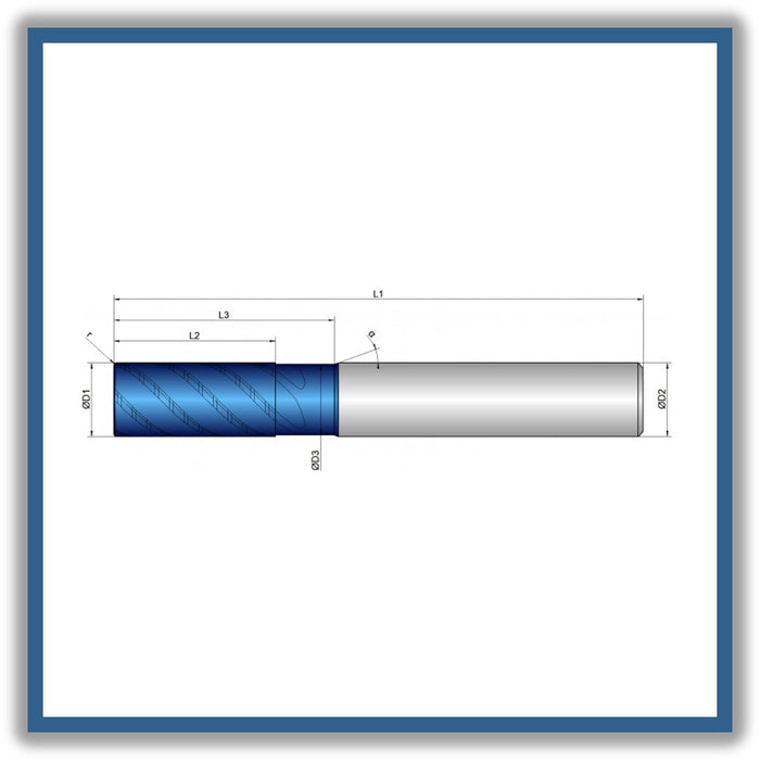 Solid Carbide End Mill 6mm 6R0.2x13-19x57xD6
