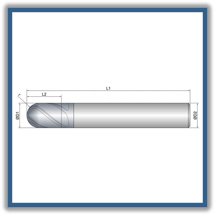 Solid Carbide End Mill 16mm 16R8x22x82xD16