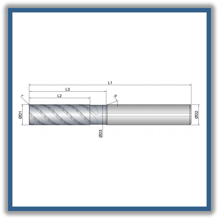 Solid Carbide End Mill 16mm 16R0.32x48-58x110xD16