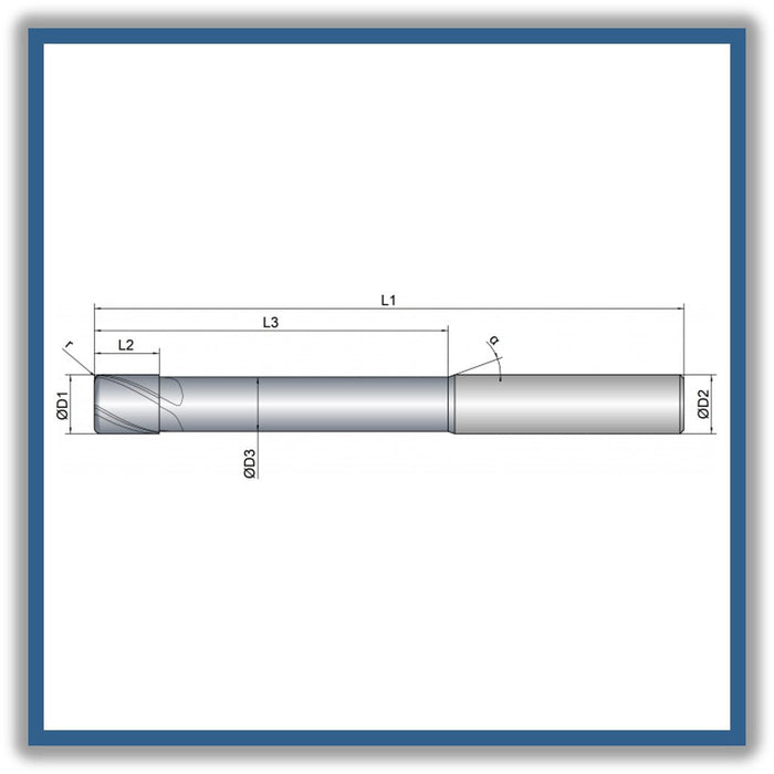 Solid Carbide End Mill 10mm 10R2x11-60x100xD10