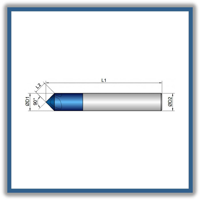 Solid Carbide Chamfer 90° 12mm  12x73xD12