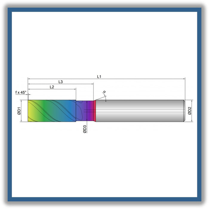 Solid Carbide End Mill 16mm 16x36-42x92xD16
