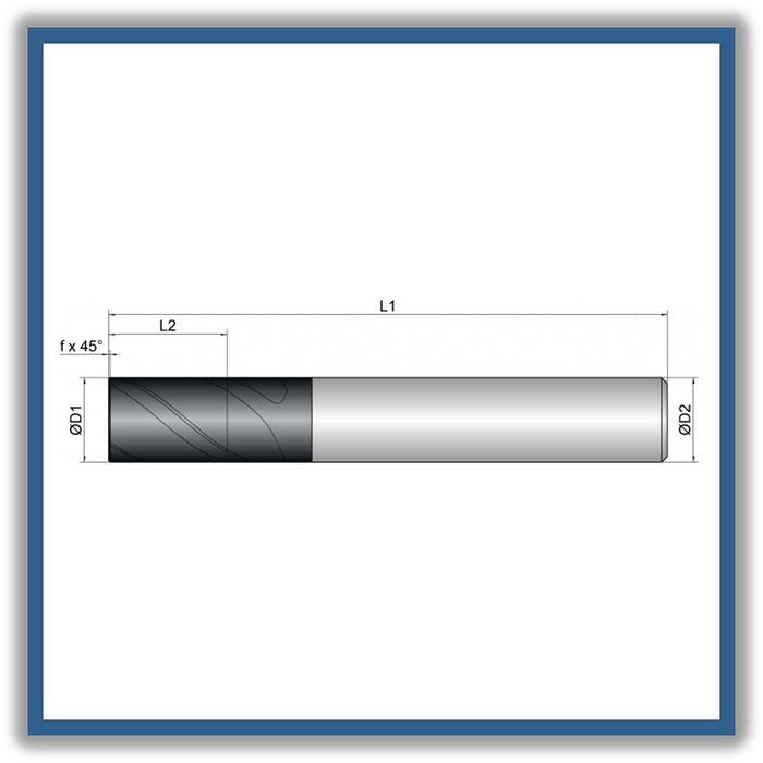 Solid Carbide End Mill 10mm 10R2x22-32x72xD10