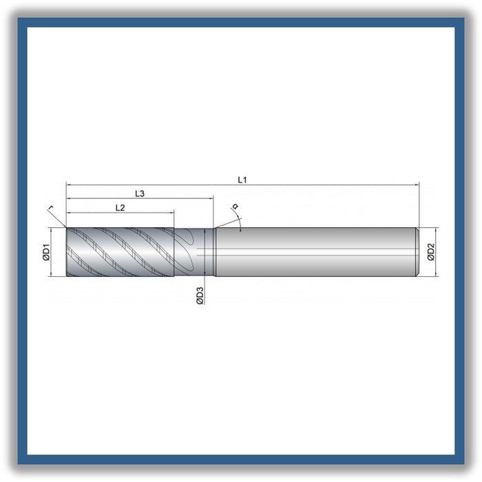 Solid Carbide End Mill 16mm 16R0.32x32-42x92xD16
