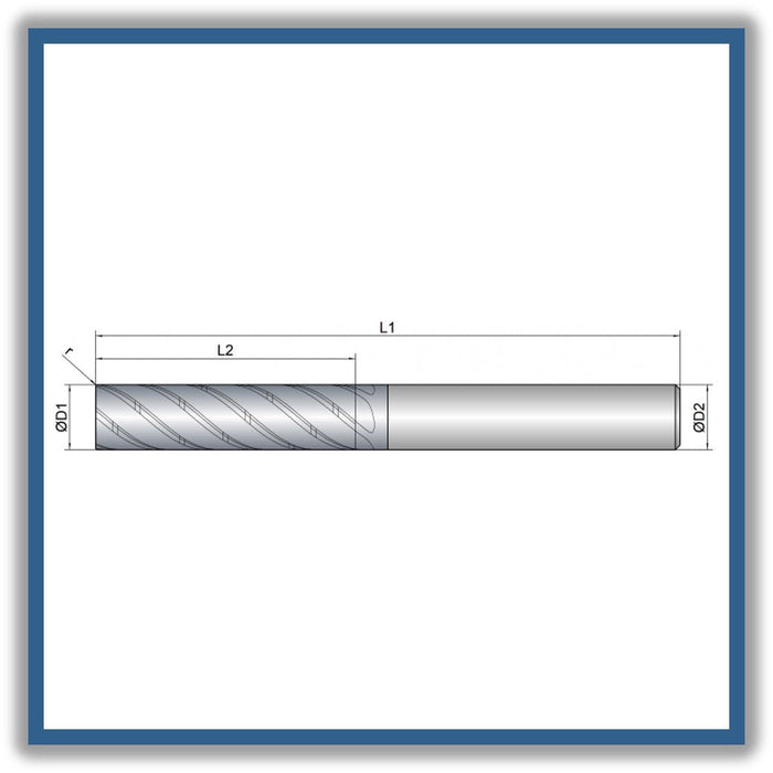 Solid Carbide End Mill 16mm 16R1x64x125xD16
