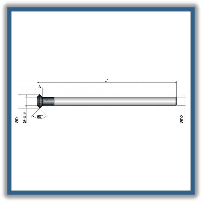 Solid Carbide Chamfer 90° 11.8mm 11.8x6-5.9x100xD6