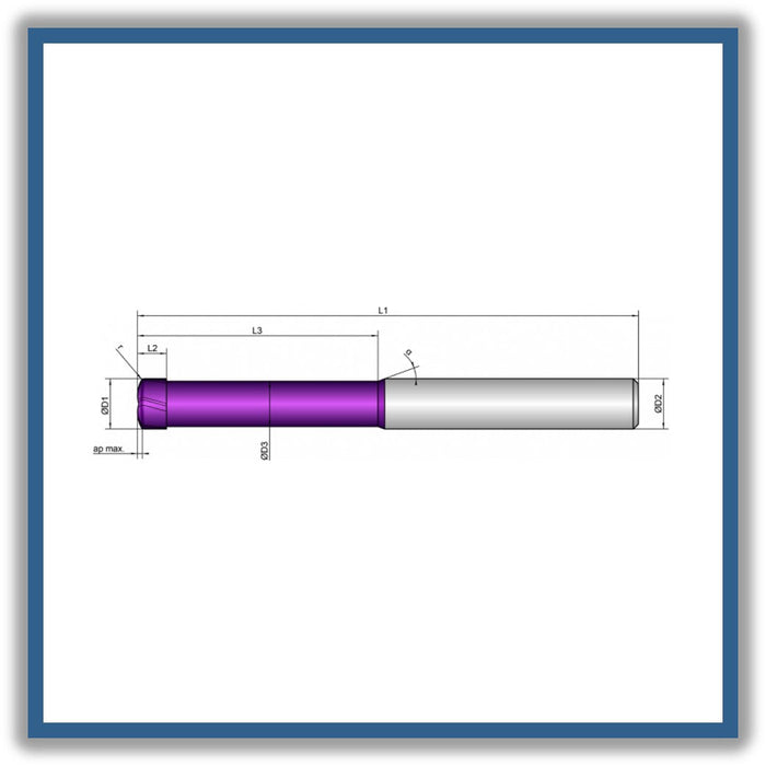 Solid Carbide End Mill 6mm 6x3.5-28x100xD6