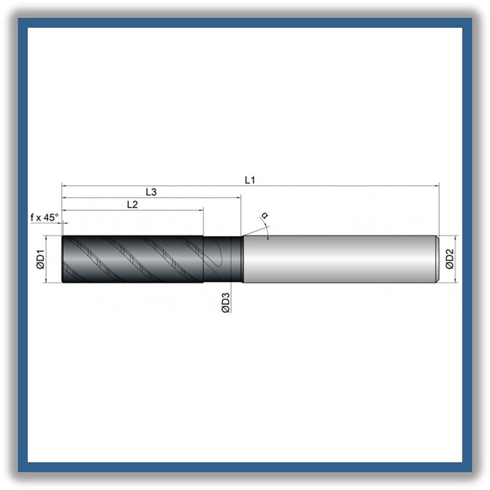 Solid Carbide End Mill 16mm 16x48-58x110xD16