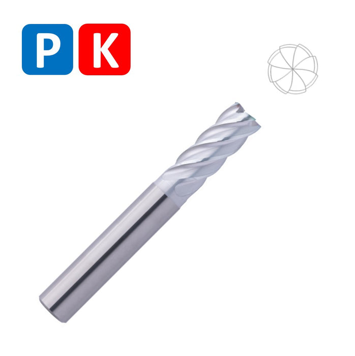 Solid Carbide 5 Flute Roughing & Finishing Unequal tooth pitch combined with variable helical pitch for smooth running