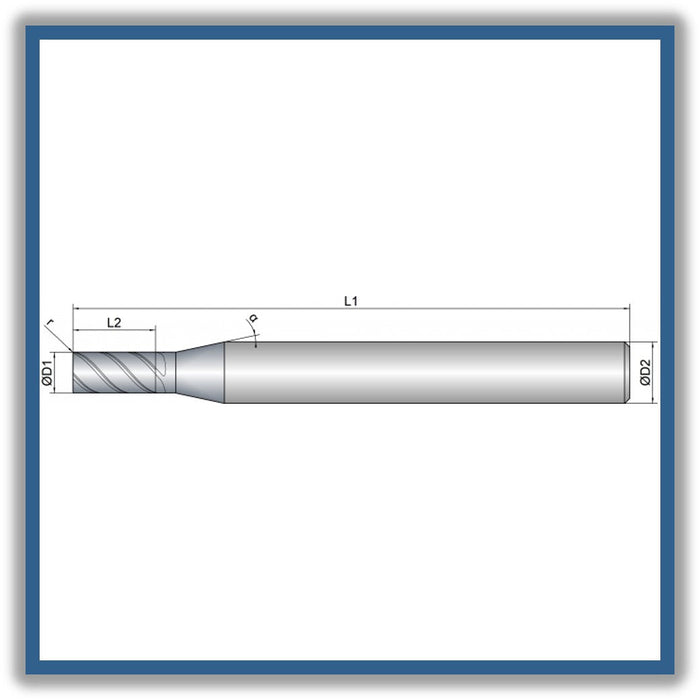 Solid Carbide End Mill 4mm 4R0.1x8x54xD6