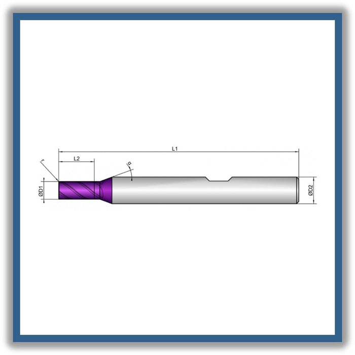 Solid Carbide End Mill 4mm 4R0.1x8x54xD6