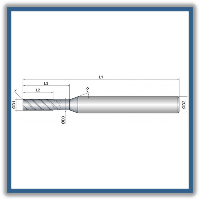 Solid Carbide End Mill 4mm 4R0.1x11-17x57xD6