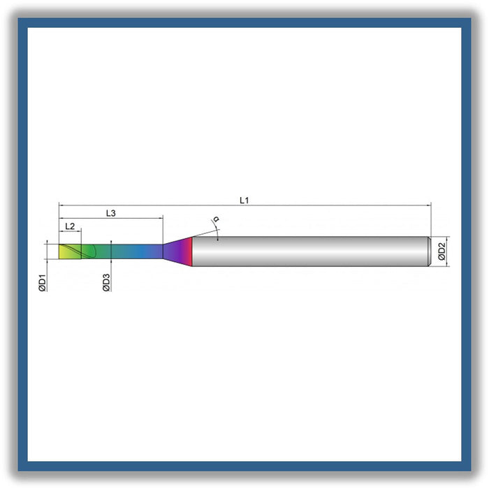 Solid Carbide End Mill 0.2mm 0.2x0.3-0.5x45xD4