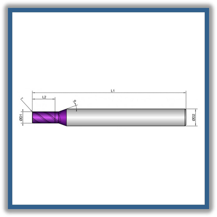 Solid Carbide End Mill 4mm 4R0.1x8x54xD6