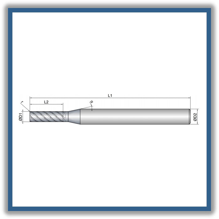 Solid Carbide End Mill 4mm 4R0.1x13x63xD6