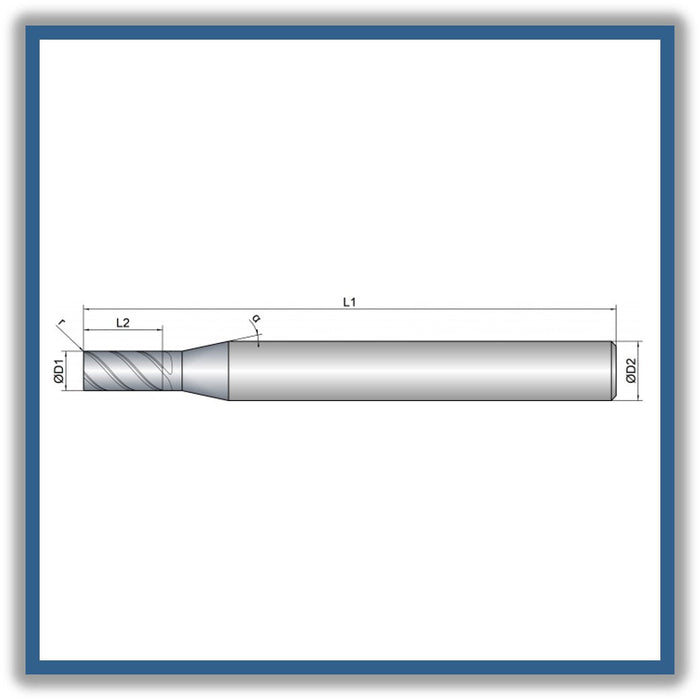 Solid Carbide End Mill 3mm 3R0.1x6x54xD6