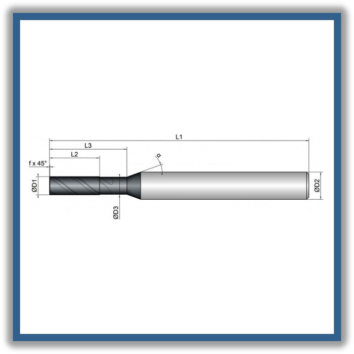 Solid Carbide End Mill 3mm 3C0.1x8-13x57xD6