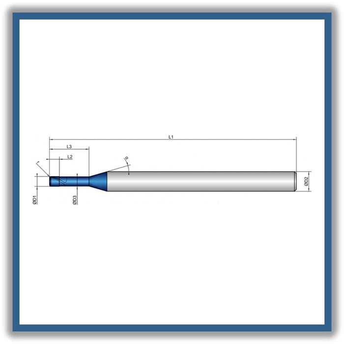 Solid Carbide End Mill 1.5mm 1.5R0.3x1.5-4x50xD4