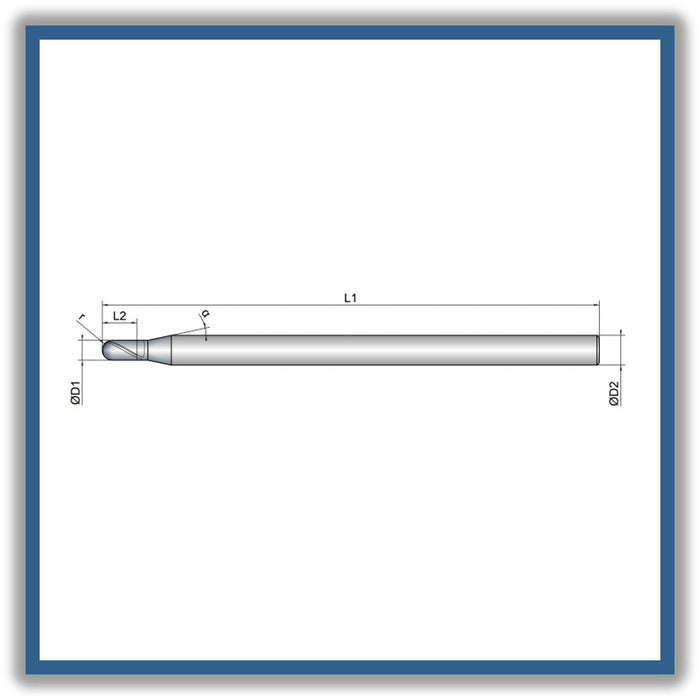 Solid Carbide End Mill 1.5mm 1.5R0.75x3x83xD6