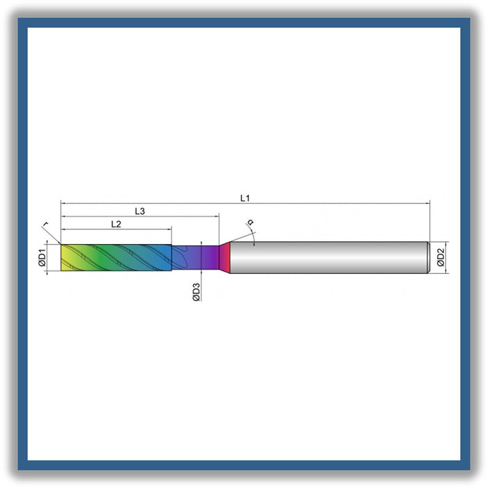 Solid Carbide End Mill 5mm 5R0.15x21-30x70xD6