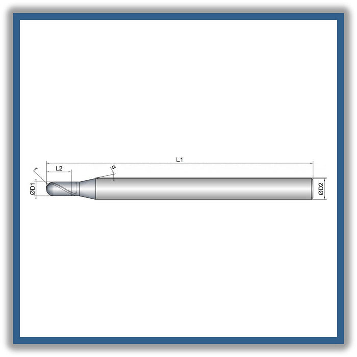 Solid Carbide End Mill 2.5mm 2.5R1.25x5x57xD6