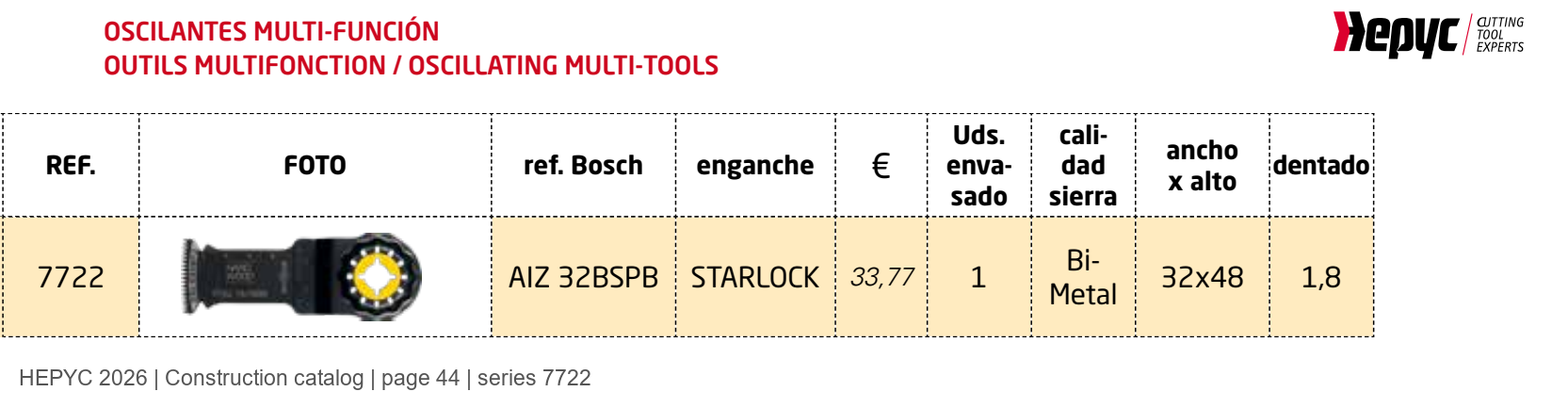 HEPYC 7722 catalog specifications