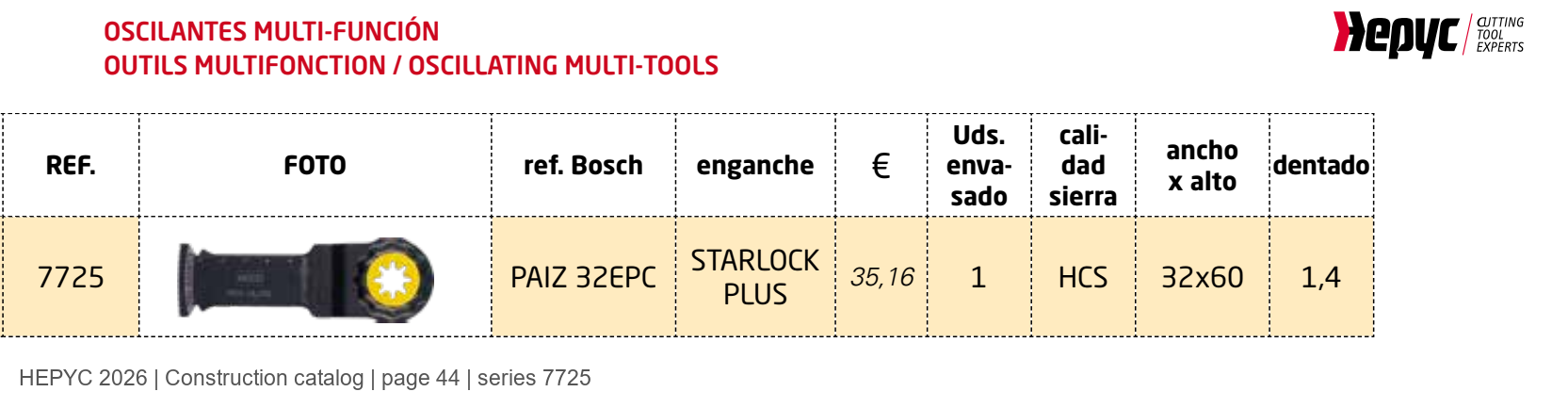 HEPYC 7725 catalog specifications