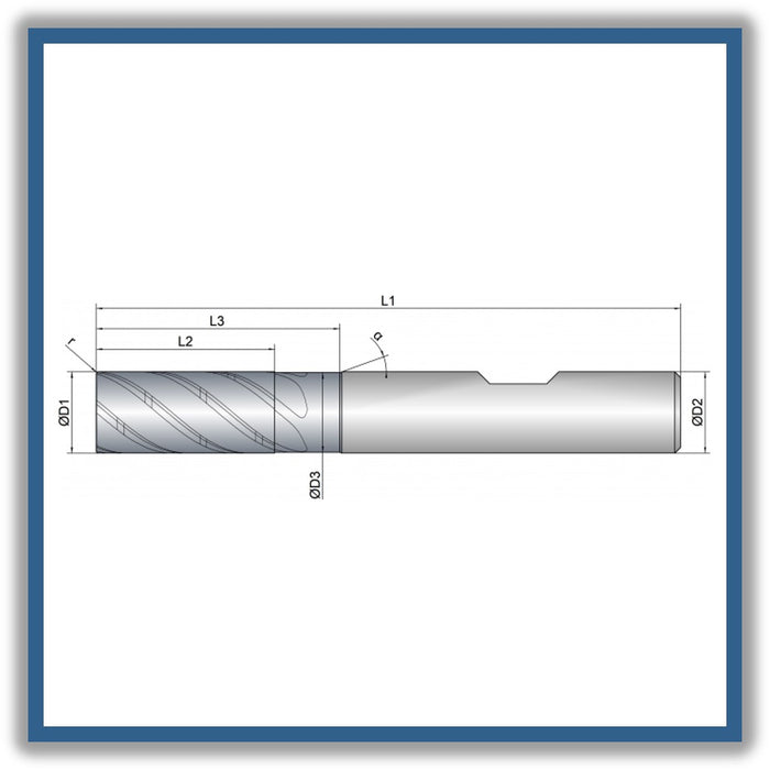 Solid Carbide End Mill 6mm 6R0.15x13-19x57xD6