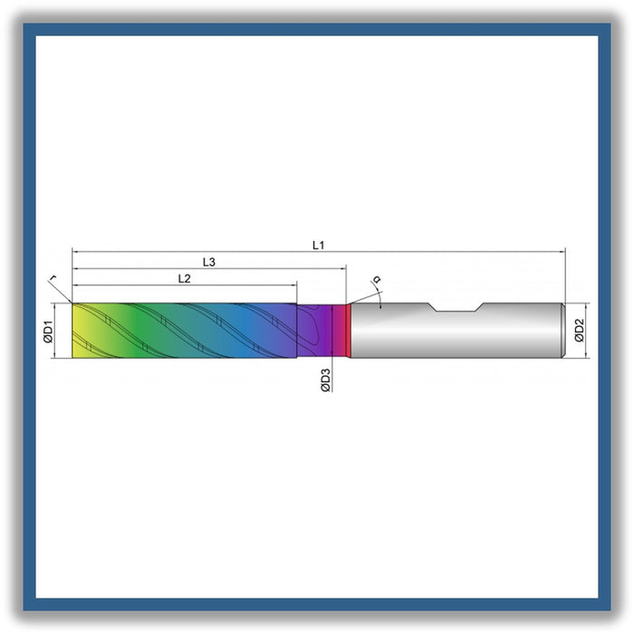 Solid Carbide End Mill 16mm 16R0.3x65-80x130xD16