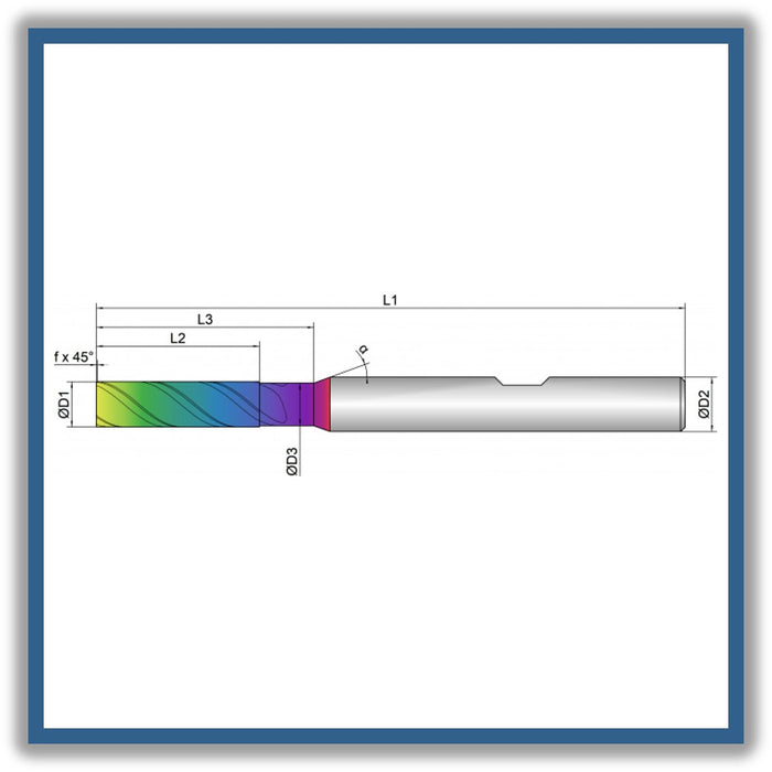Solid Carbide End Mill 3mm 3C0.2x10-14x65xD6