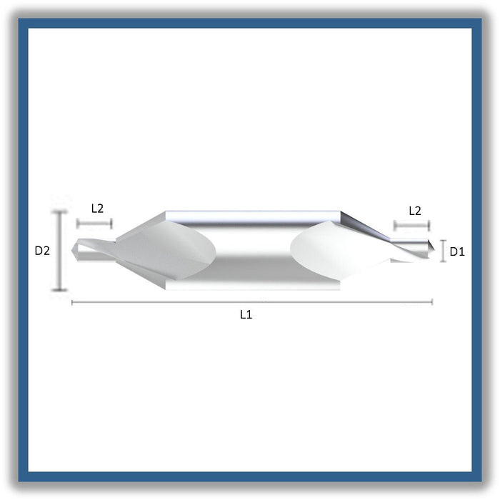 HSS Double End Centre Drill Tip of 118º DIN333A 1mm 1x1.6x31.5xD3.15