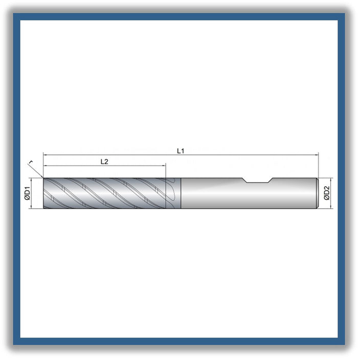Solid Carbide End Mill 8mm 8R2x32-x75xD8