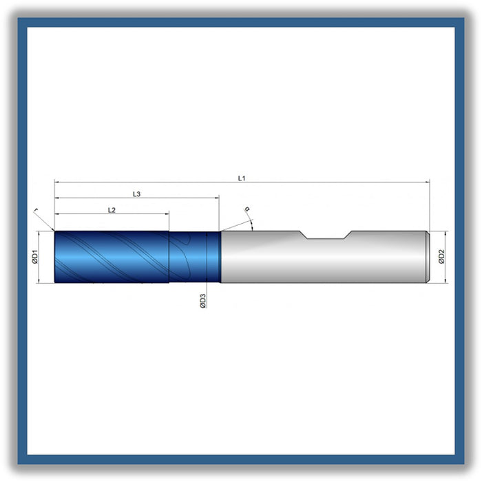 Solid Carbide End Mill 8mm 8R0.2x19-25x63xD8