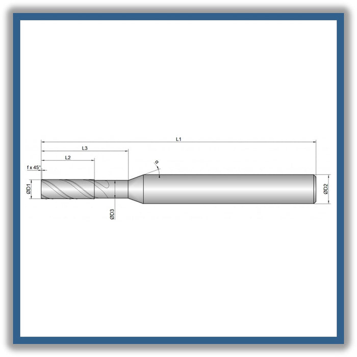 Solid Carbide End Mill 3mm 3C0.1x8-12x57xD6