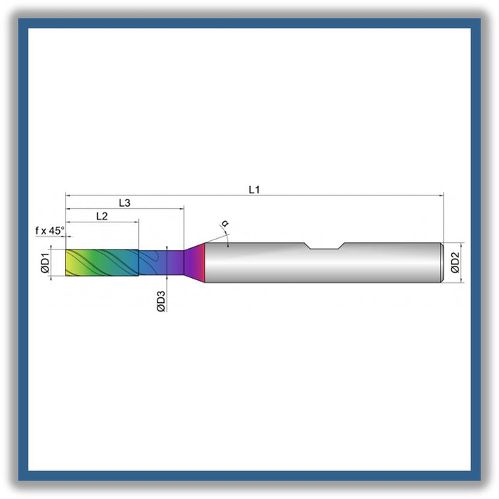 Solid Carbide End Mill 2mm 2C0.1x5-10x57xD6
