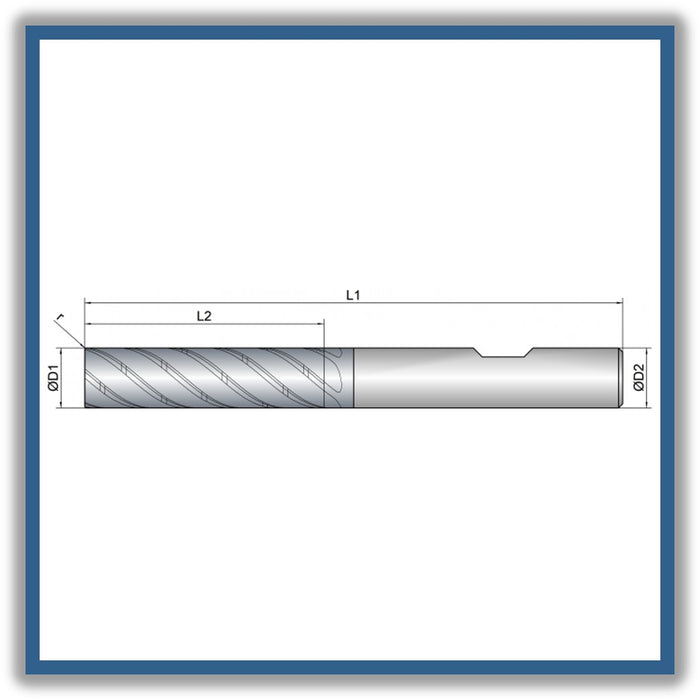 Solid Carbide End Mill 6mm 6R0.15x24-0x68xD6