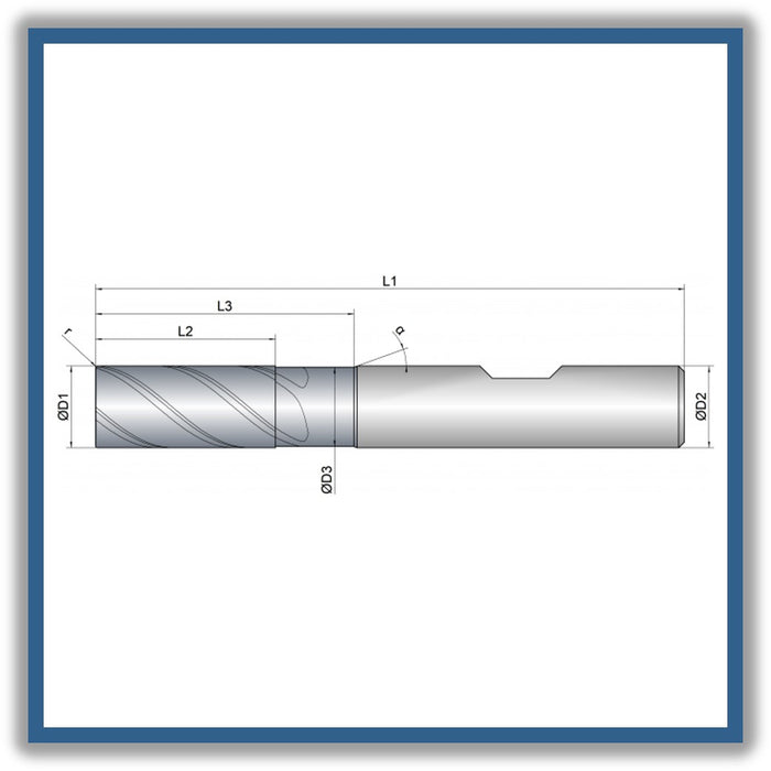 Solid Carbide End Mill 10mm 10R0.2x22-32x72xD10