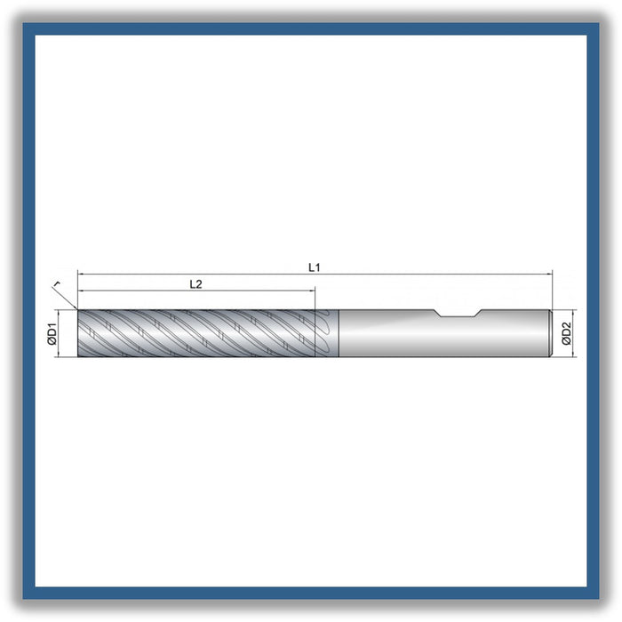 Solid Carbide End Mill 12mm 12R0.2x60-x119xD12