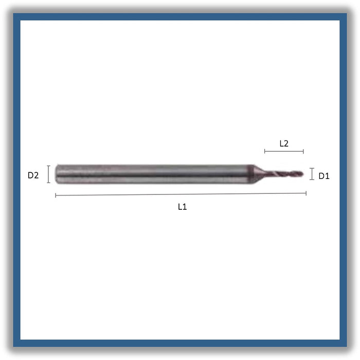 3xD Solid Carbide Drill 140º tip AlCrN coating DIN 6535 0.2mm 0.2x3x38xD3